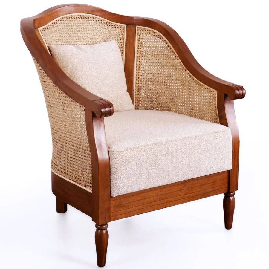 Plantation chair mindi wood and rattan 