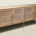 Vented buffet reclaimed wood and rattan on aluminum legs