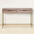 Frons side details of the reclaimed wood Vented console table 2 drawers