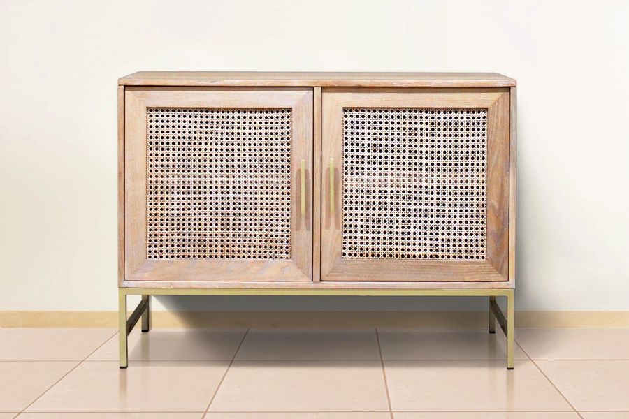 Front side detail Reclaimed wood vented buffet aluminum legs