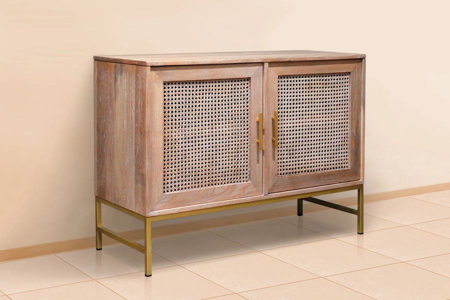 Reclaimed wood vented buffet aluminum legs