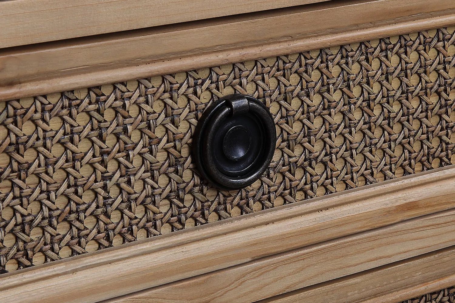 Rattan wicker on the drawers front side