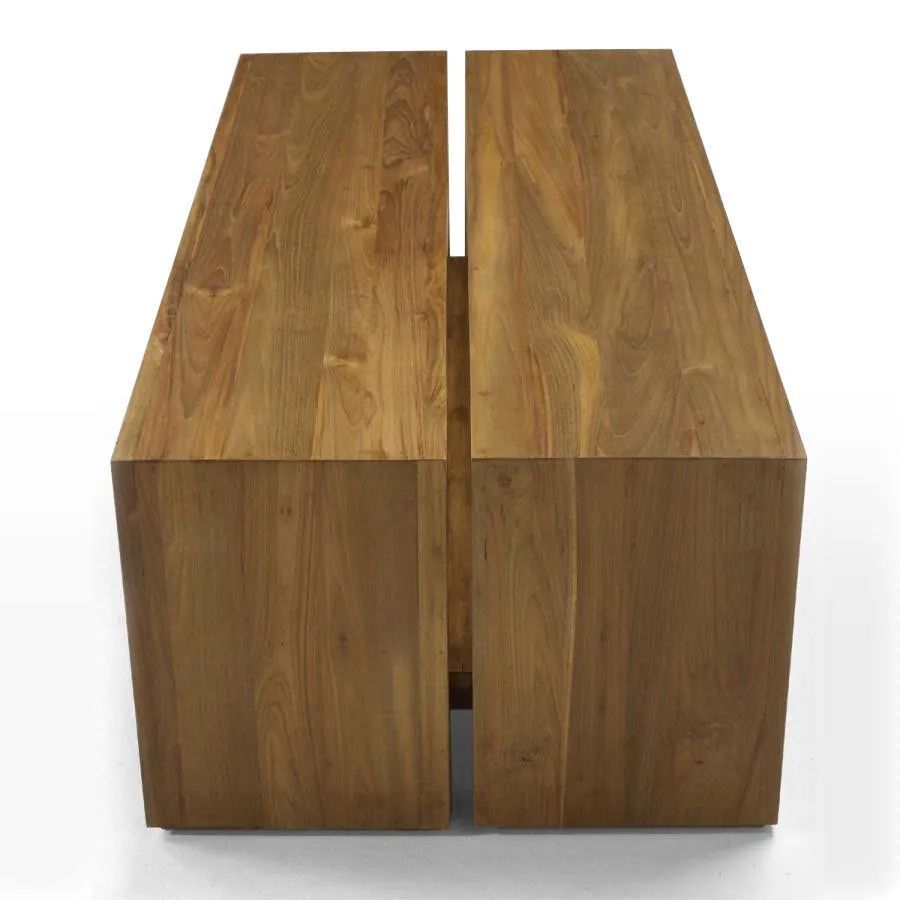 Reclaimed teak wood coffee table sections detail