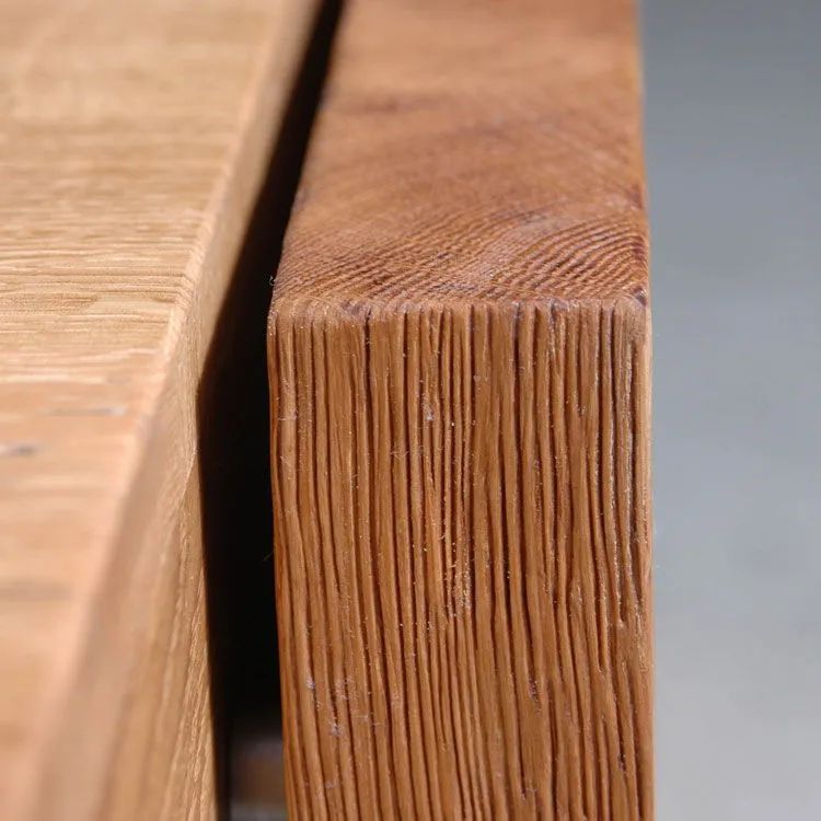 Reclaimed teak coffee table front drawers detail