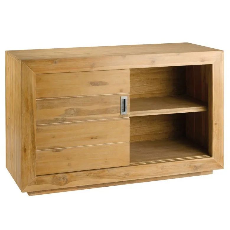 Teak wood buffet 2 sliding doors opened