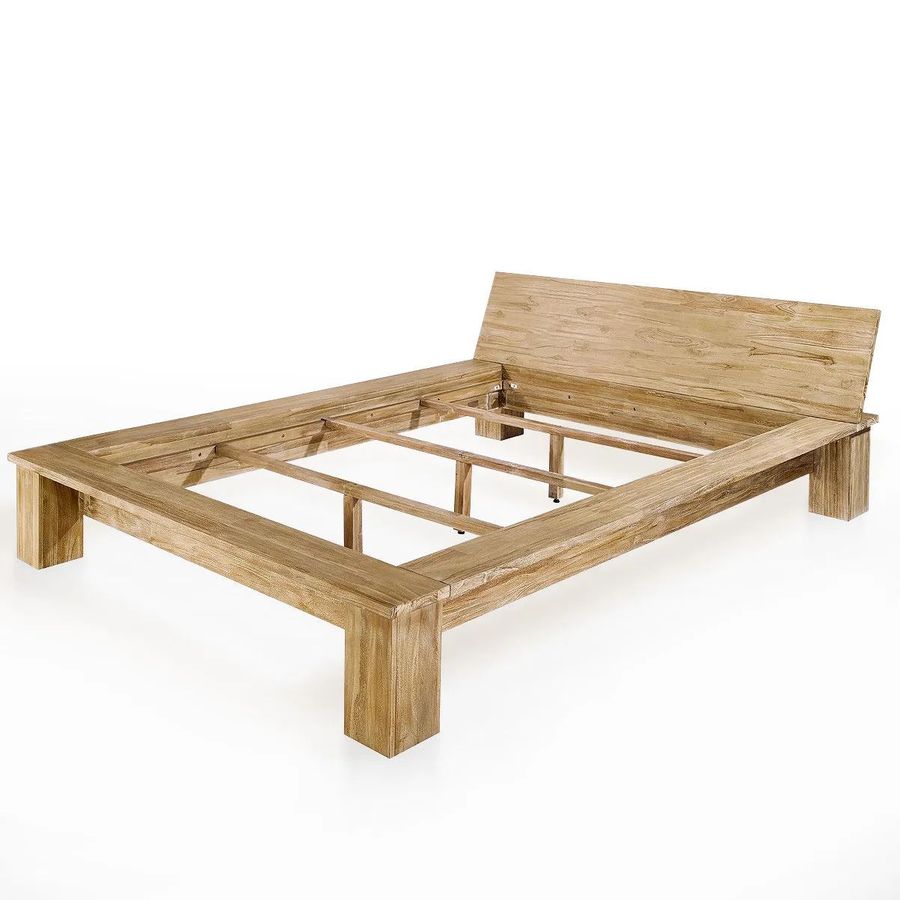 Reclaimed teak slanted head bed