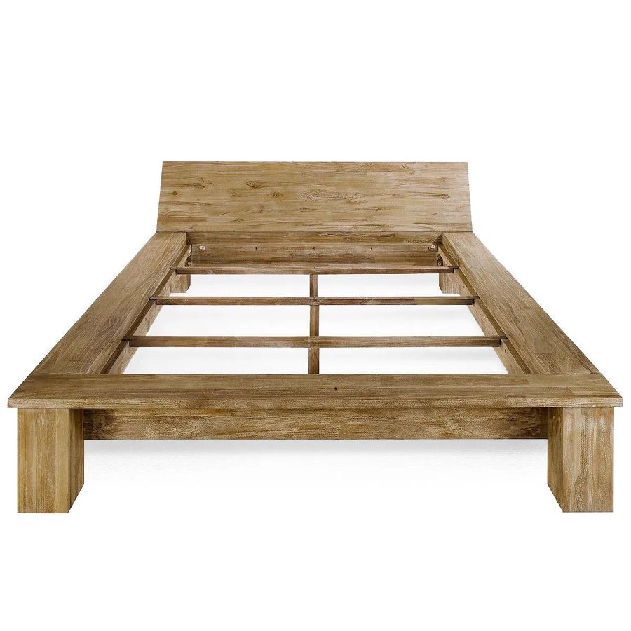 Reclaimed teak slanted head bed front view