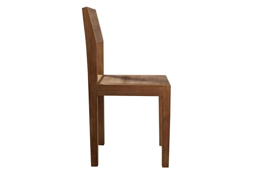 Reclaimed wood taper backrest chair side view