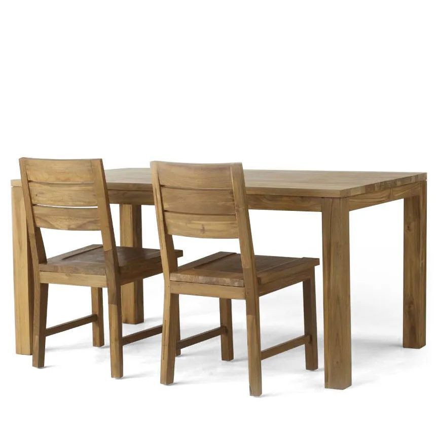Reclaimed teak plain dining table and kitchen chair