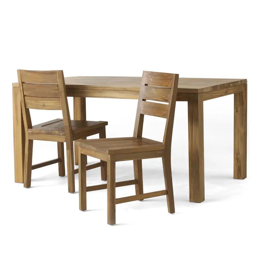 Reclaimed teak plain dining table and dining chairs
