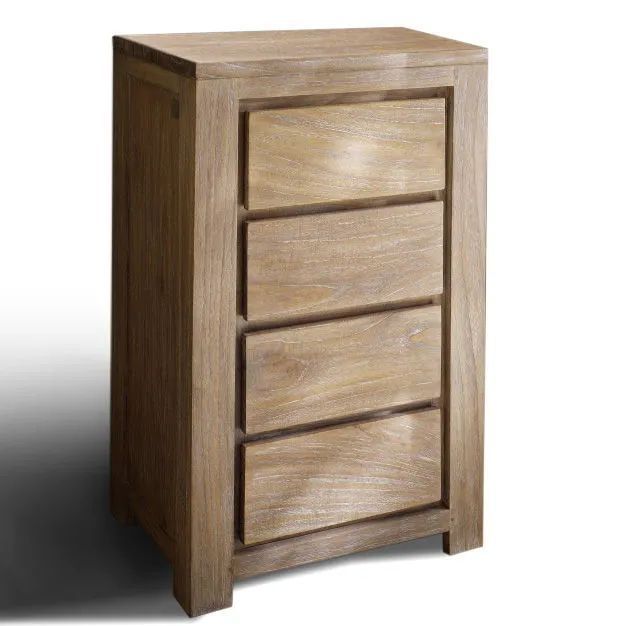 Reclaimed wood chest 4 drawers whitewashed finish