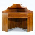 Corner desk teak wood front detail