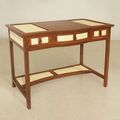 Teak bamboo desk 3 drawers under desktop