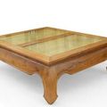 Opium coffee table glass and bamboo top split 