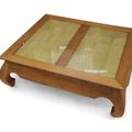 Opium coffee table Glass on bamboo top