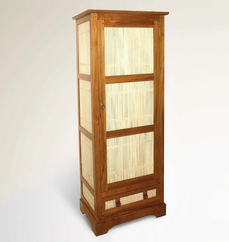 Teak bamboo armoire 1 drawer base