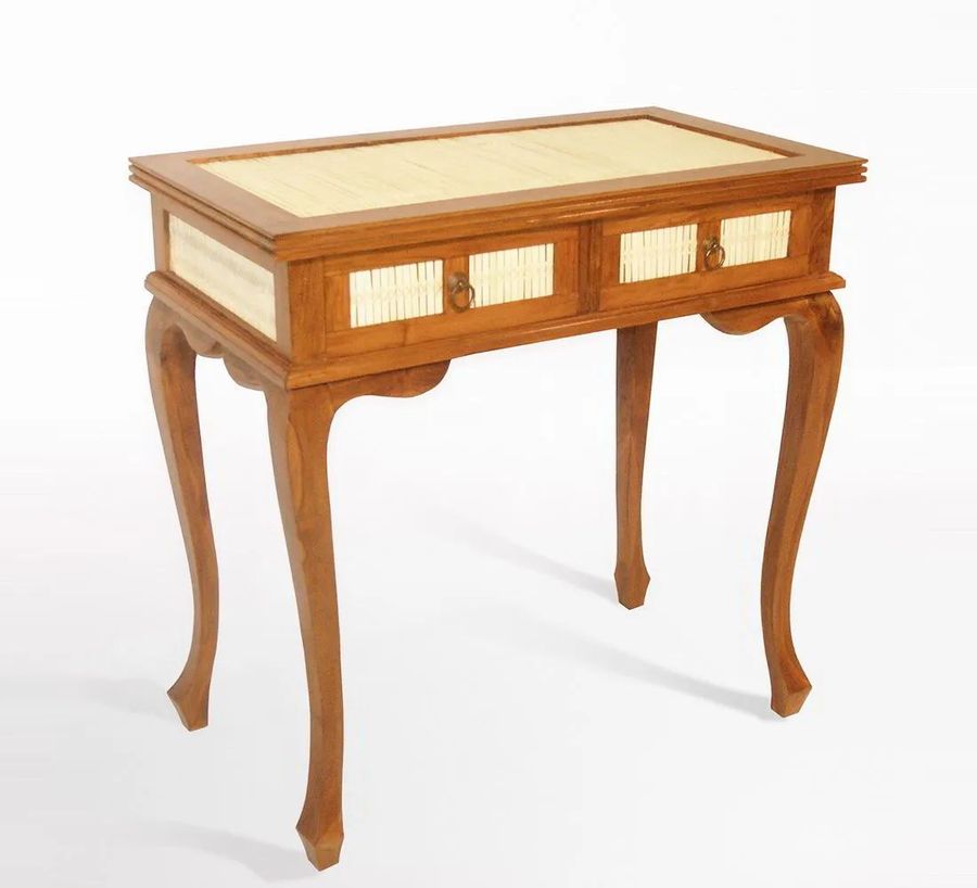 Teak bamboo console table 2 drawers