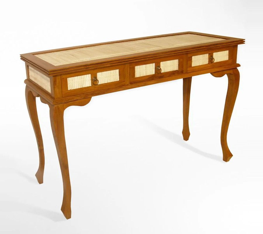 Console table 3 drawers teak bamboo