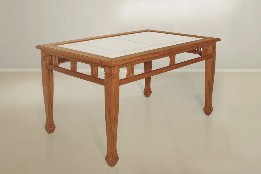 Bamboo top teak frame dining table