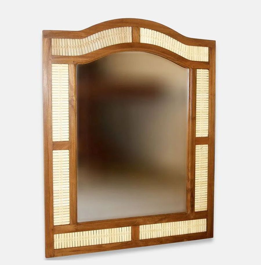 Teak bamboo wall mirror