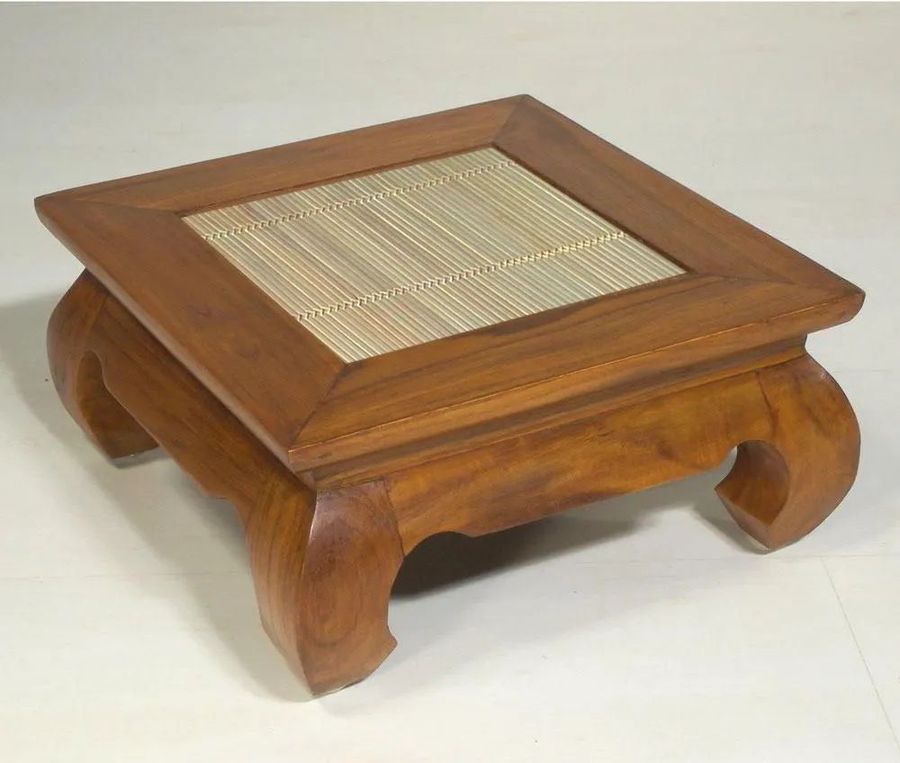 Opium small coffee table bamboo panels top leaf