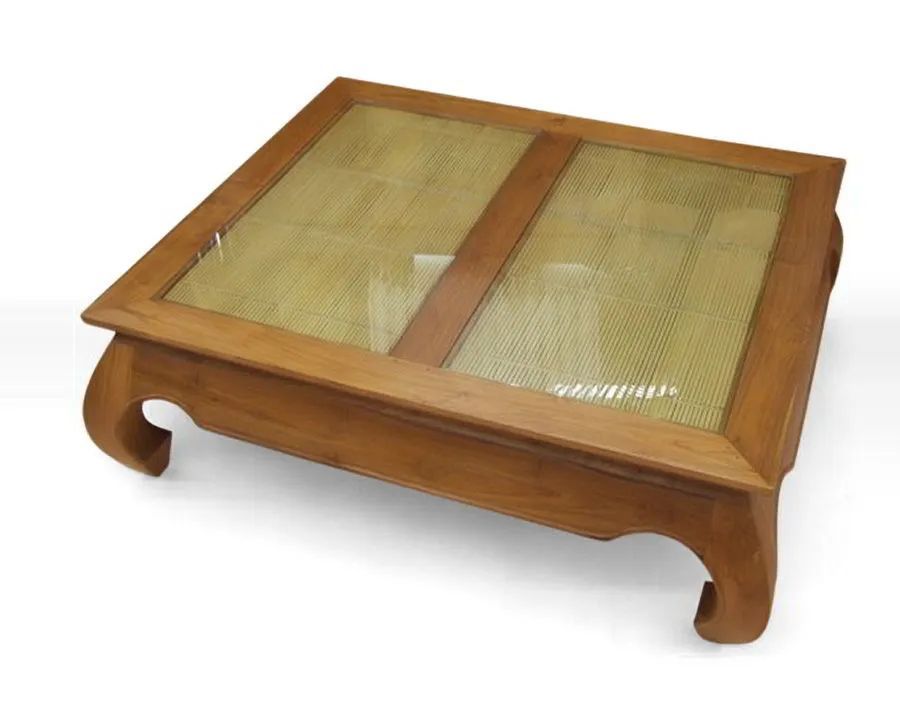 Opium coffee table Glass on bamboo top