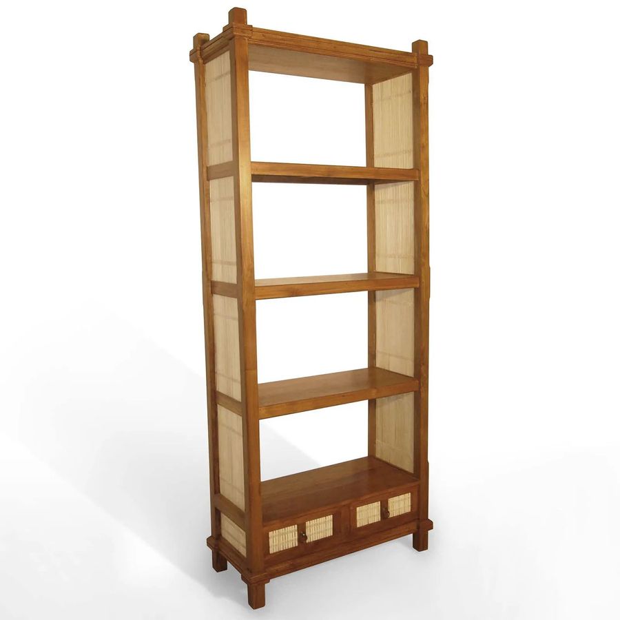 Teak bamboo standing shelves