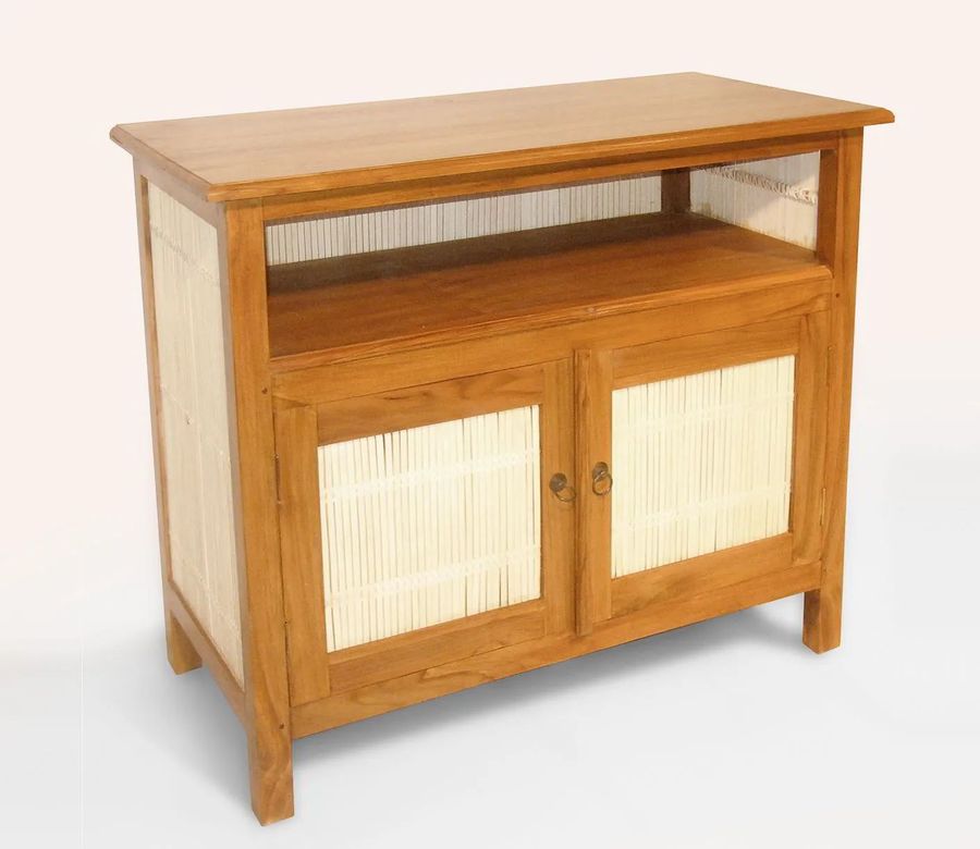 Teak bamboo tv stand