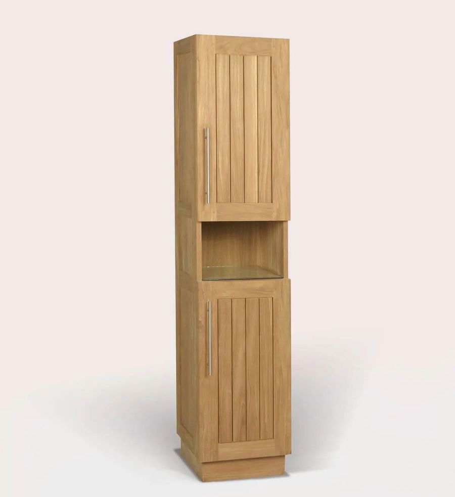 Bathroom closet 2 doors and glass shelf right hinges