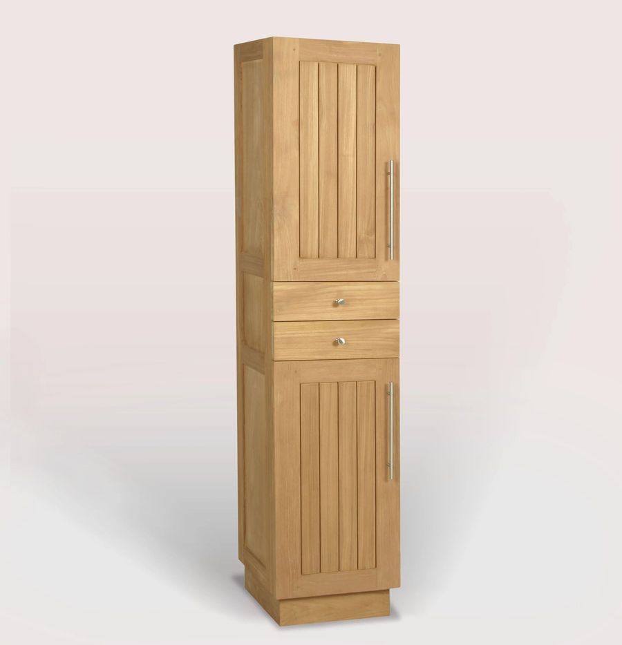 Bathroom closet teak wood 2 doors left hinges