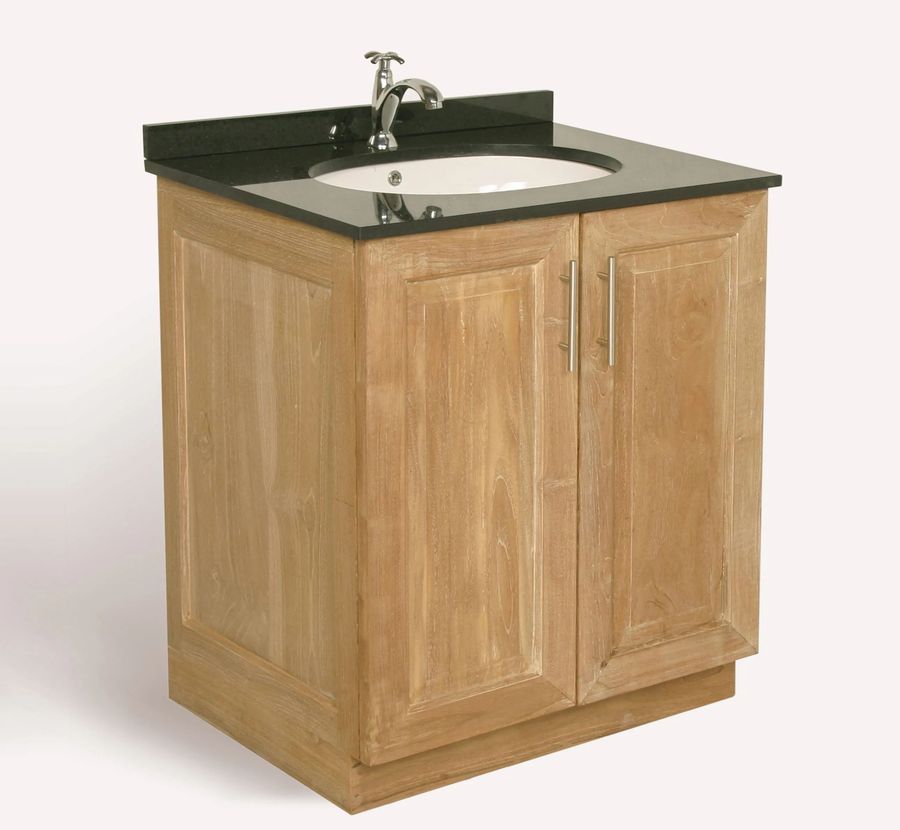 Bathroom teak vanity marble top oval sink