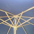 Teak parasol blue fabric