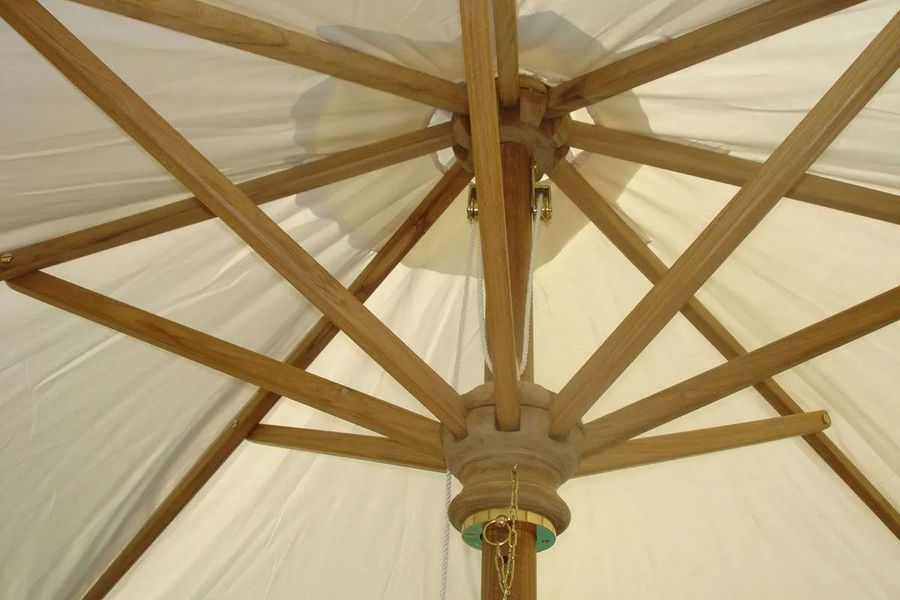 Teak parasol details