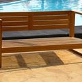 Teak outdoor deep seating slats seat
