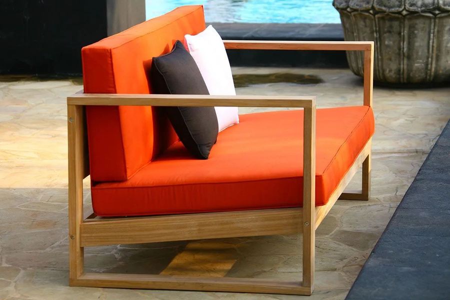 Teak outdoor deep seating side view