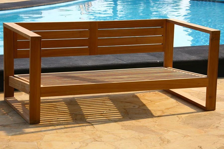 Teak outdoor deep seating slats seat