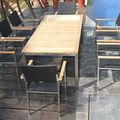 Stainless steel arm chair with dining table