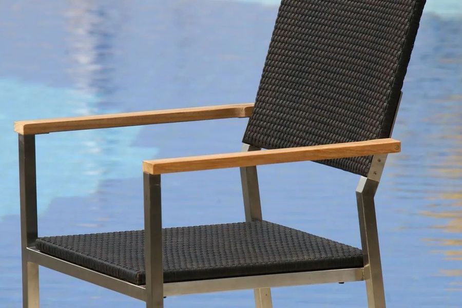 Stainless steel arm chair seat detail