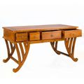 Curved legs Teak wood desk 4 drawers pulled out