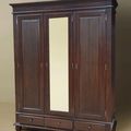 Teak armoire reed doors mirrors detail