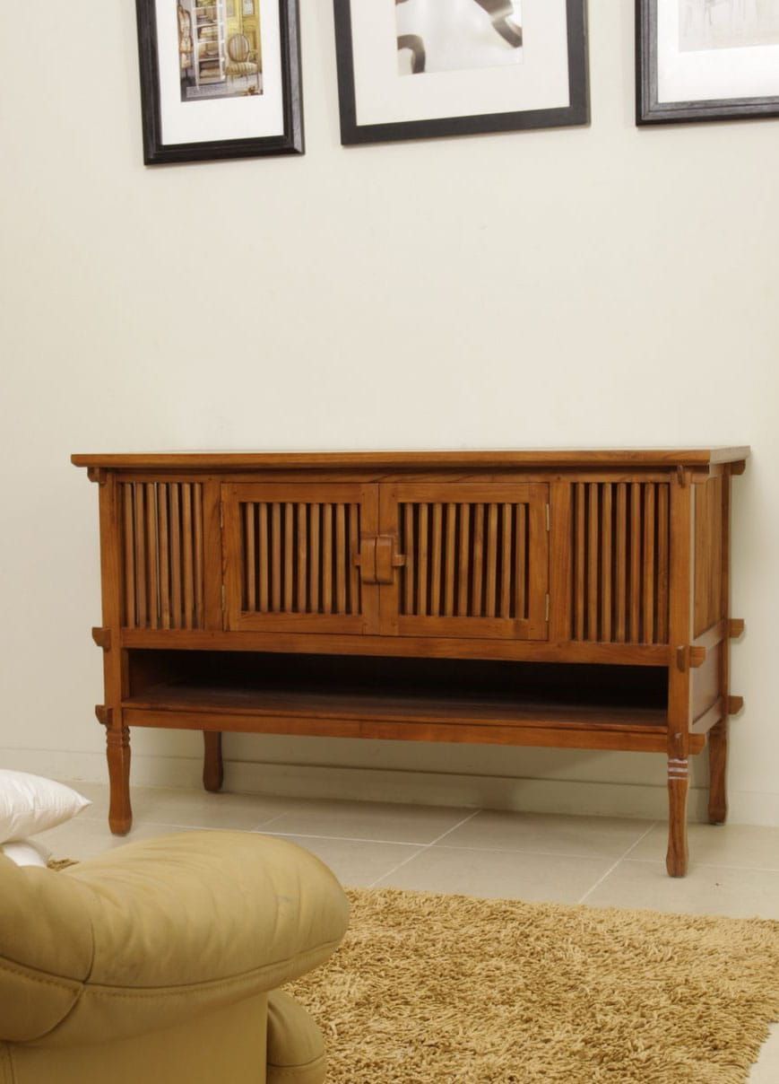 Trellis buffet 2 doors light brown wood stain