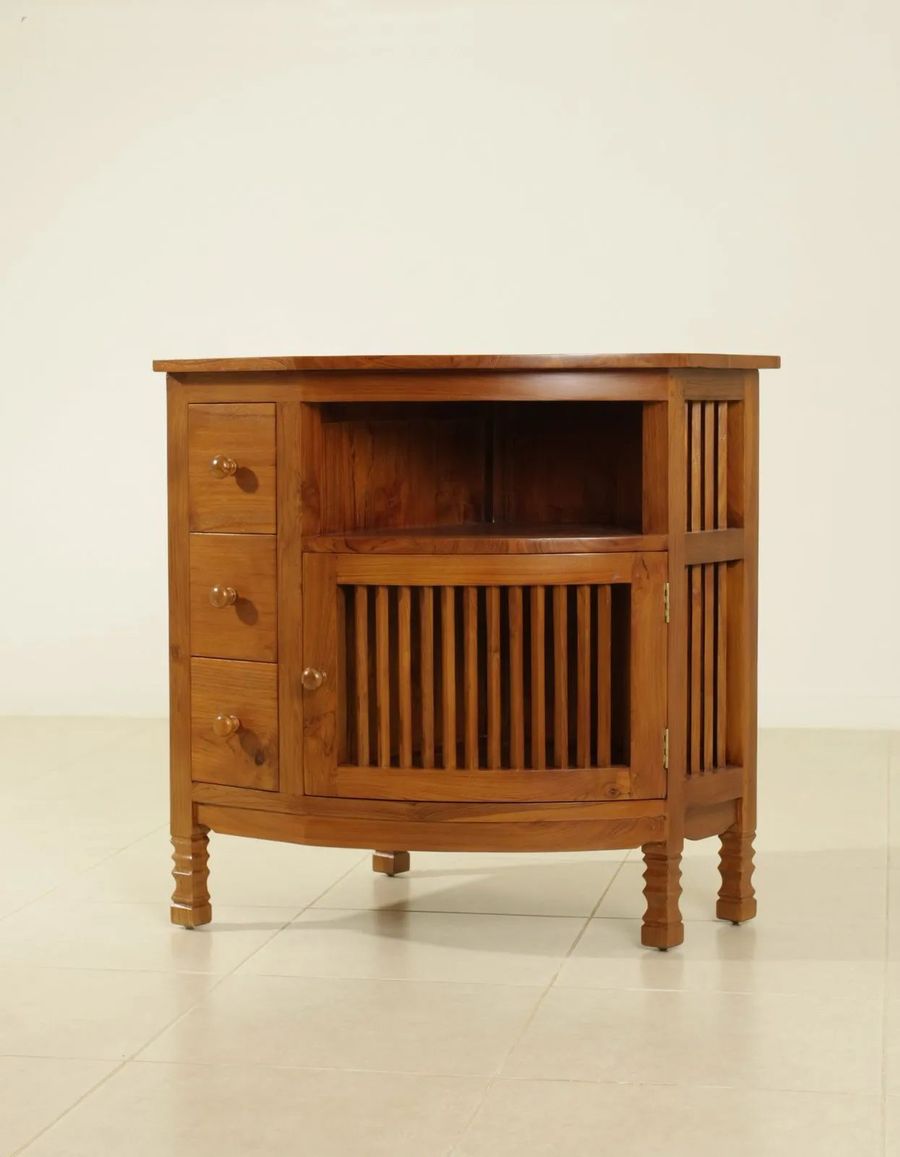 Solid wood trellis corner buffet