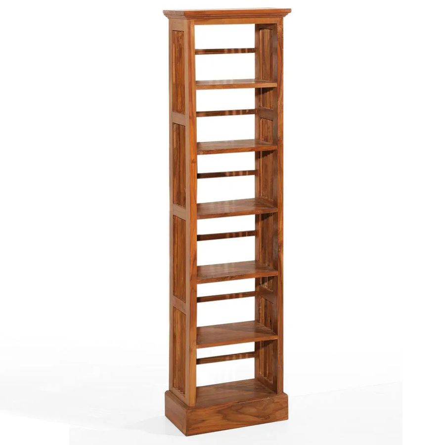 Teak media rack trellis side