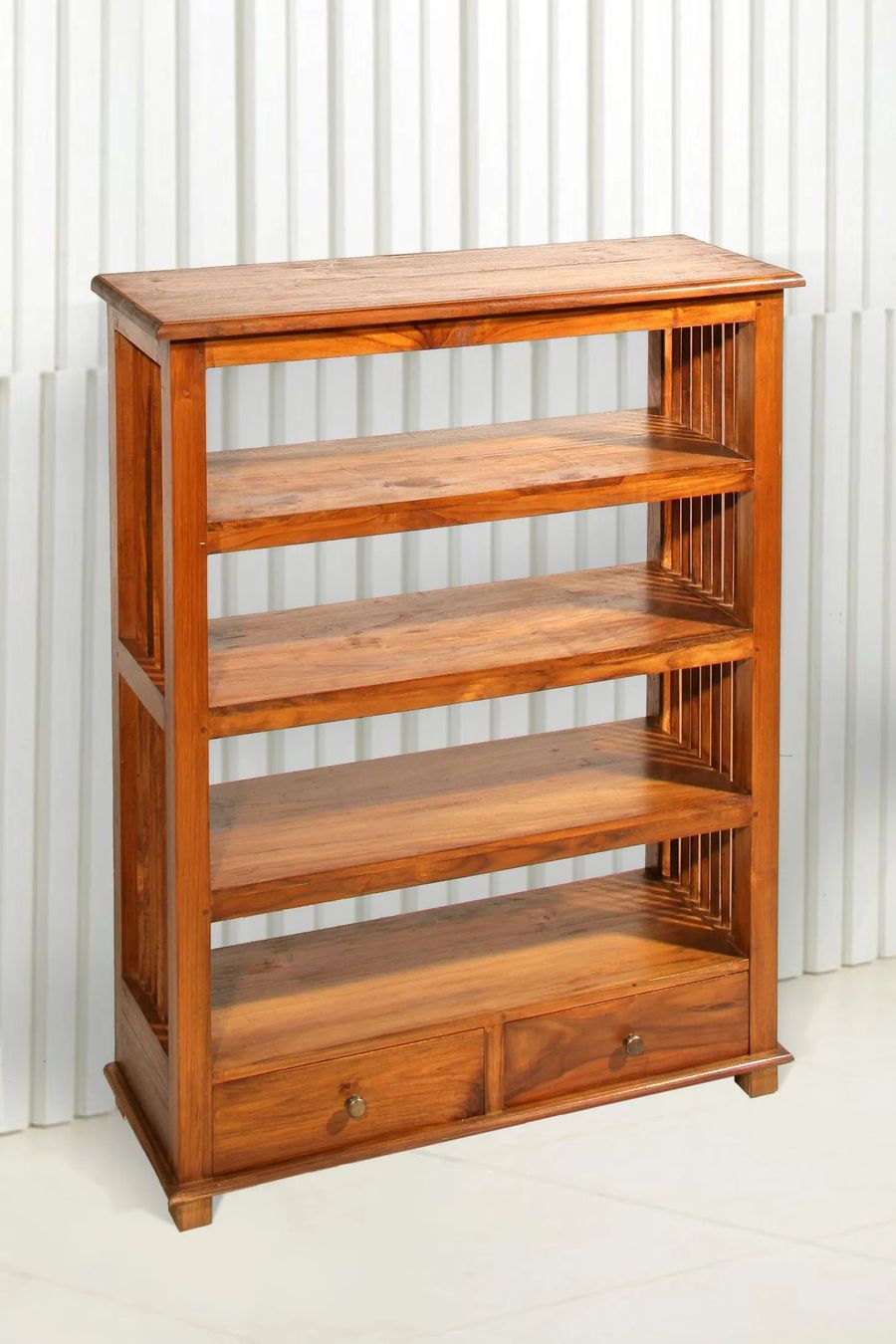 Teak wood standing shelf trellis sides