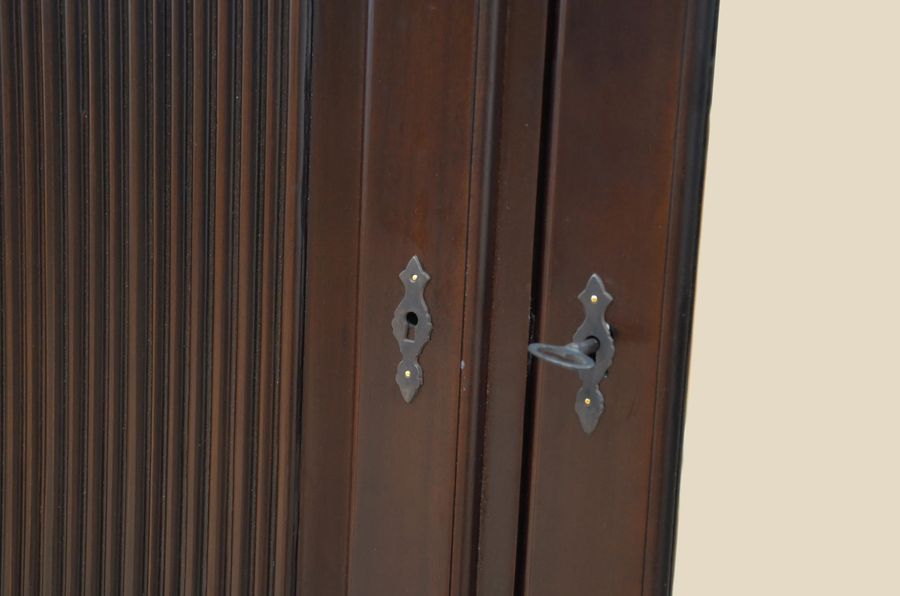 Teak armoire reed doors lock detail