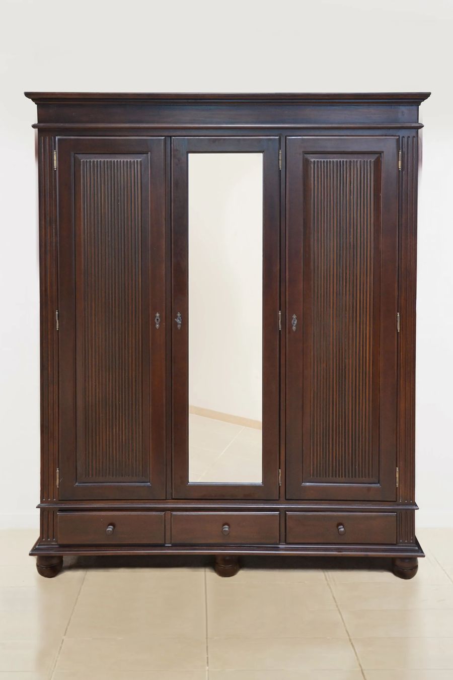 Teak armoire reed doors front view