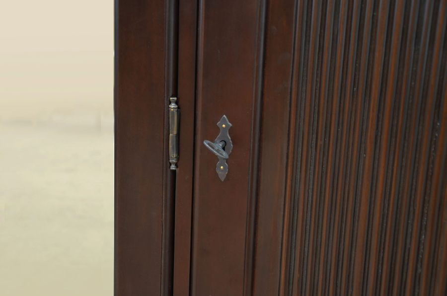 Teak armoire reed doors hinges detail