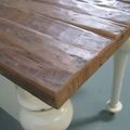 Reclaimed wood desk rustic top leaf