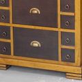 Brass pulls on the drawer front 
