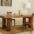 Single block top on extra large legs dining table with chair